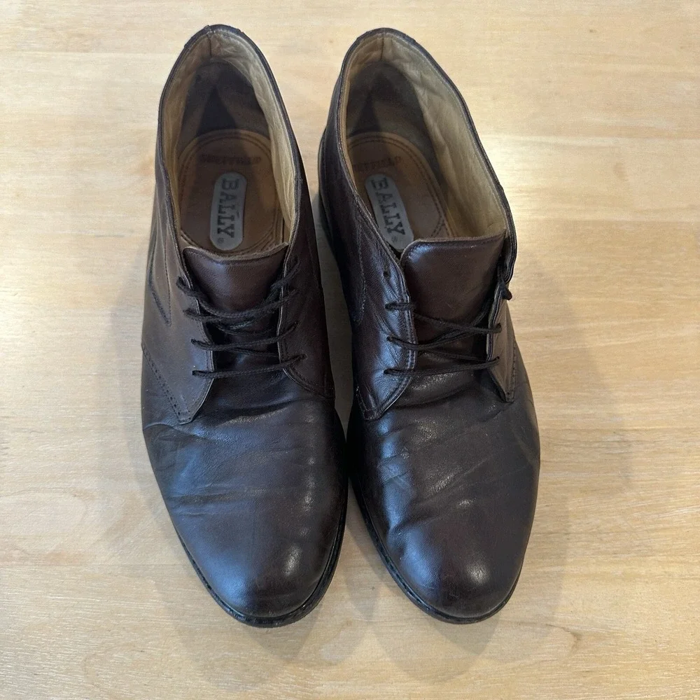 VINTAGE BALLY SHEFFIELD HIGH TOP MEN'S SHOE - BROWN size 11M